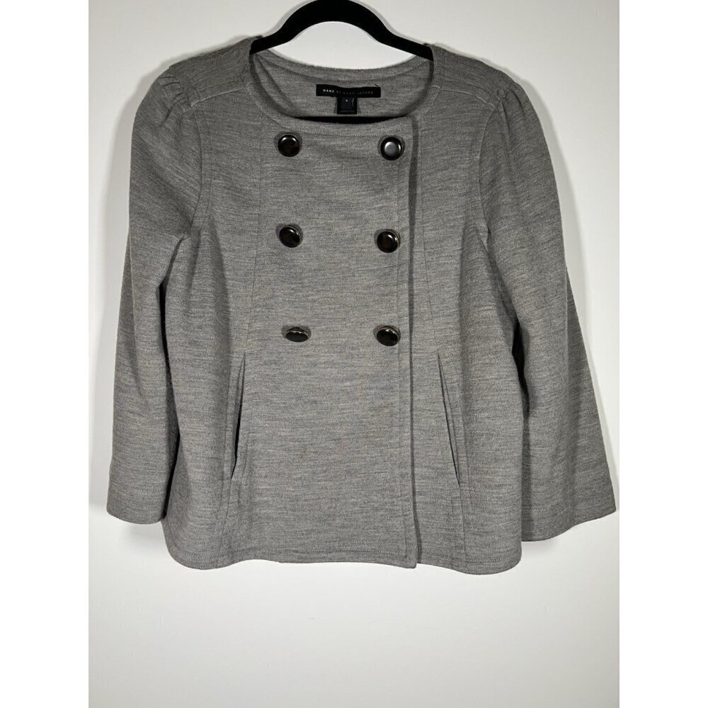 Vintage Y2K Marc by Marc Jacobs gray wool short double breasted swing blazer L